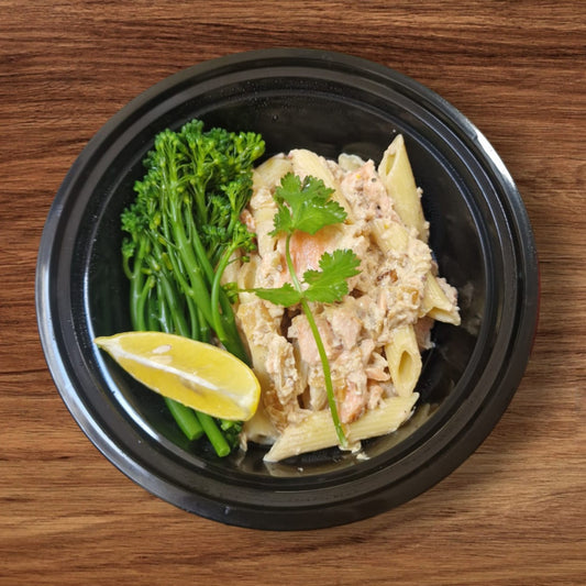 Salmon Pasta and broccoli